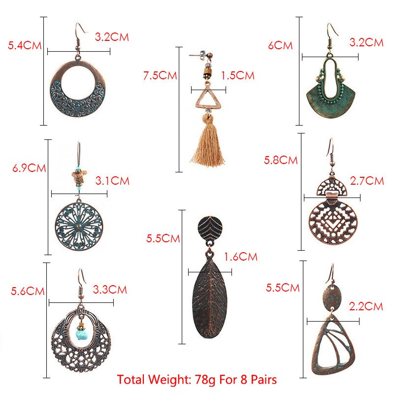 Boho Earrings for Women Ladies - Manufacturer with Vintage Bohemian Style Dangle Pendant Baroque