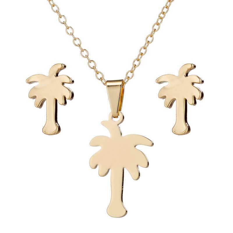 Jewelry Set for Women - Manufacturer with 18K Gold Silver Plated Charm Stainless Steel & Coconut Plam Tree