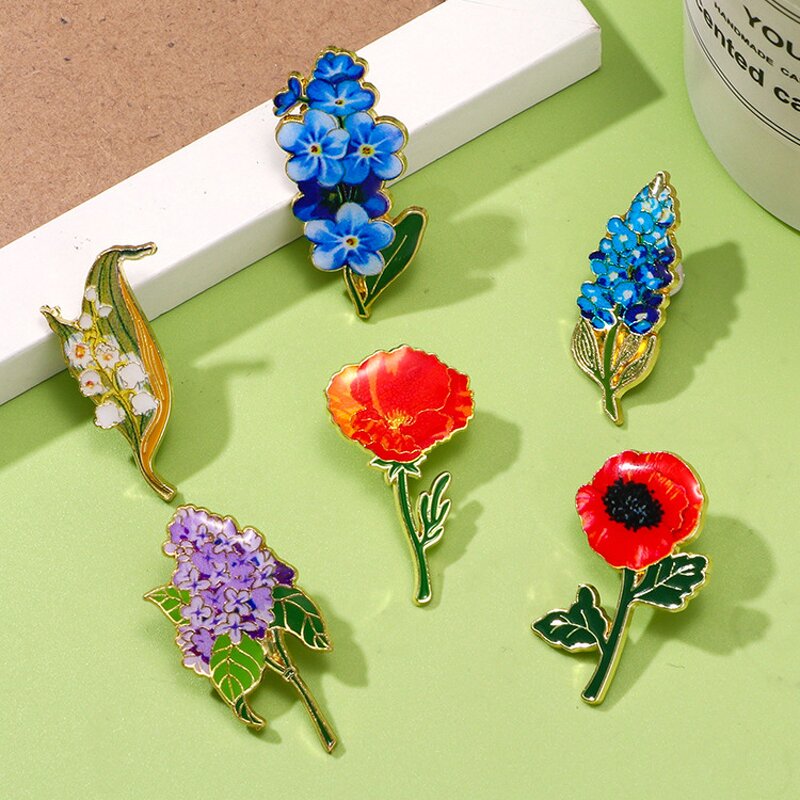 Rose Lilac Flower Brooch Pins - Manufacturer with Fashion Enamel Metal for Women