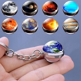 Galaxy Keychain - Manufacturer with Double Side Glass Ball Pendant & Starry Sky Solar System