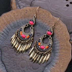 Bohemian Statement Earrings for Women Ladies - Manufacturer with Vintage Ethnic Style Antique Bronze Copper Plated
