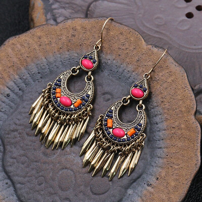 Bohemian Statement Earrings for Women Ladies - Manufacturer with Vintage Ethnic Style Antique Bronze Copper Plated