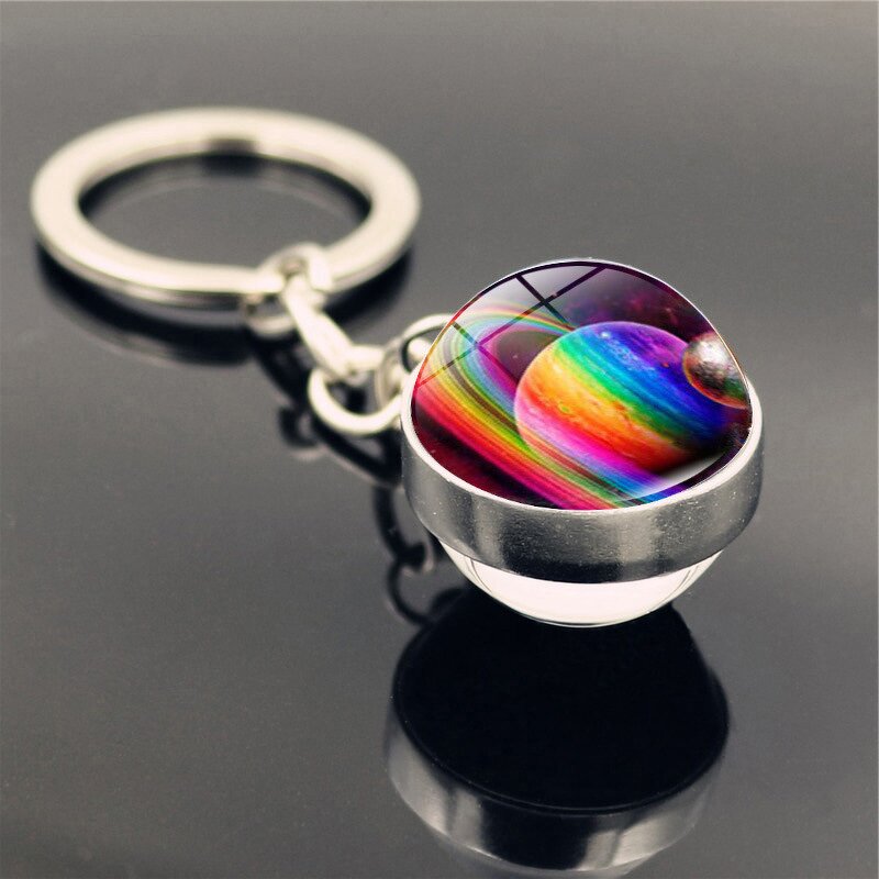Galaxy Keychain - Manufacturer with Double Side Glass Ball Pendant & Starry Sky Solar System