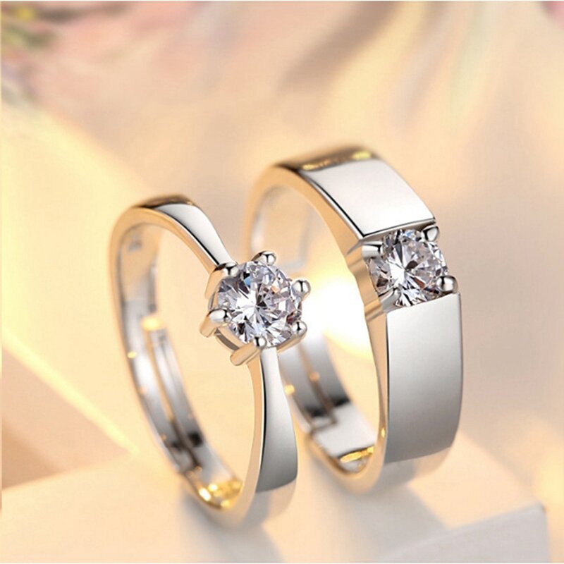Couple Ring for Lovers - Manufacturer with 925 Silver Plated & Adjustable for Valentine's Day Gift
