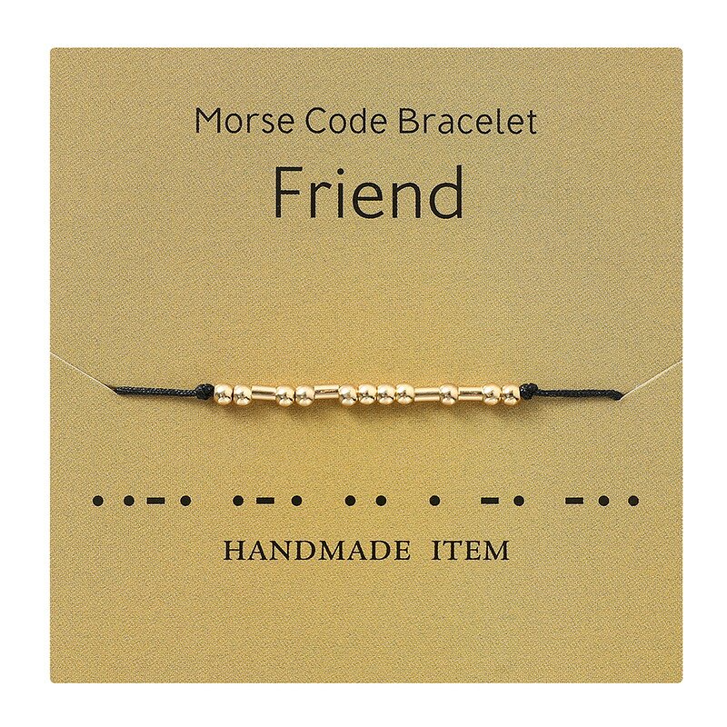 Morse Code Bracelet - Manufacturer with Silver Gold Plated Beads & BFF Friend Luck Family Hope Faith for Women