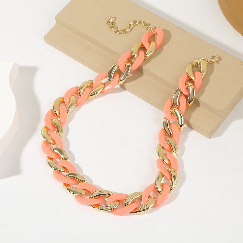 Cuban Chain Necklace - Manufacturer with Hip Hop Exaggerated Chunky & Rainbow Colorful Resin Acrylic Link