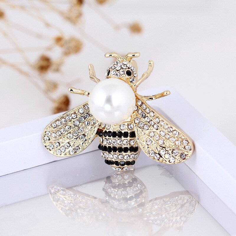 Honey Bee Brooch Pins for Women - Manufacturer with Charm Pearl Crystal Bumble for Clothes