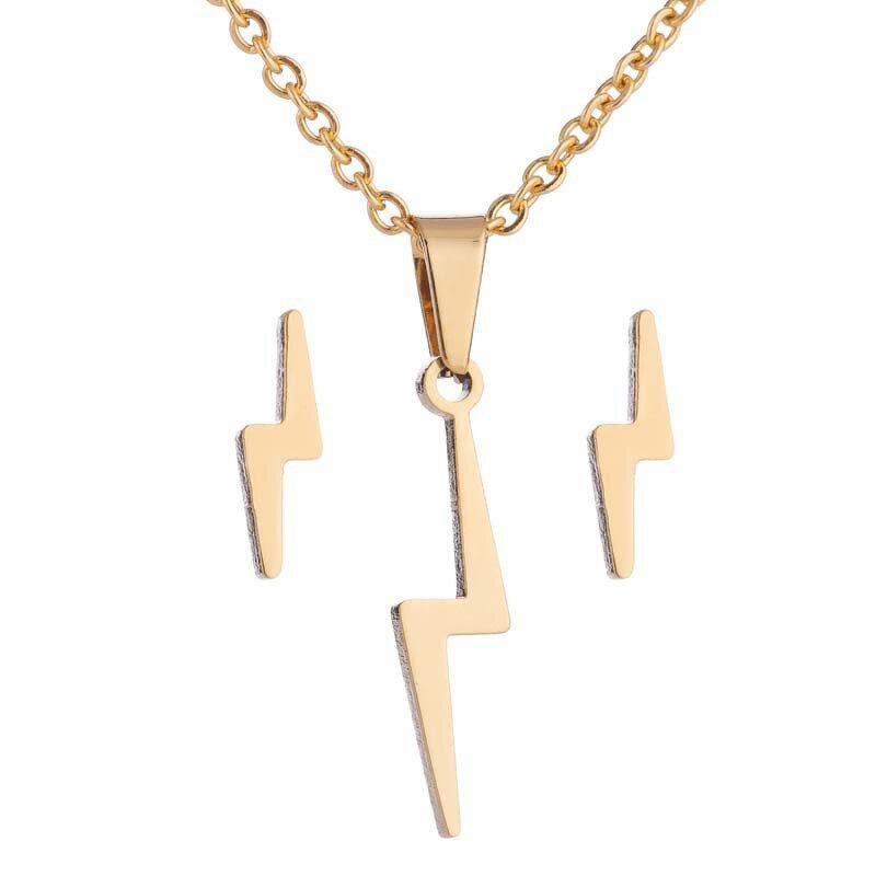 Lightning Bolt Jewelry Set - Manufacturer with 18K Gold Silver Plated Stainless Steel for Women