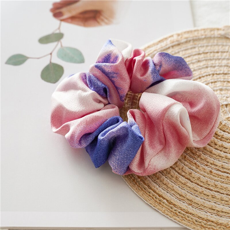 Hair Scrunchies for Women - Manufacturer with Fashion Colorful Elastic Silk Satin Tie Dye Big Ponytail Holder
