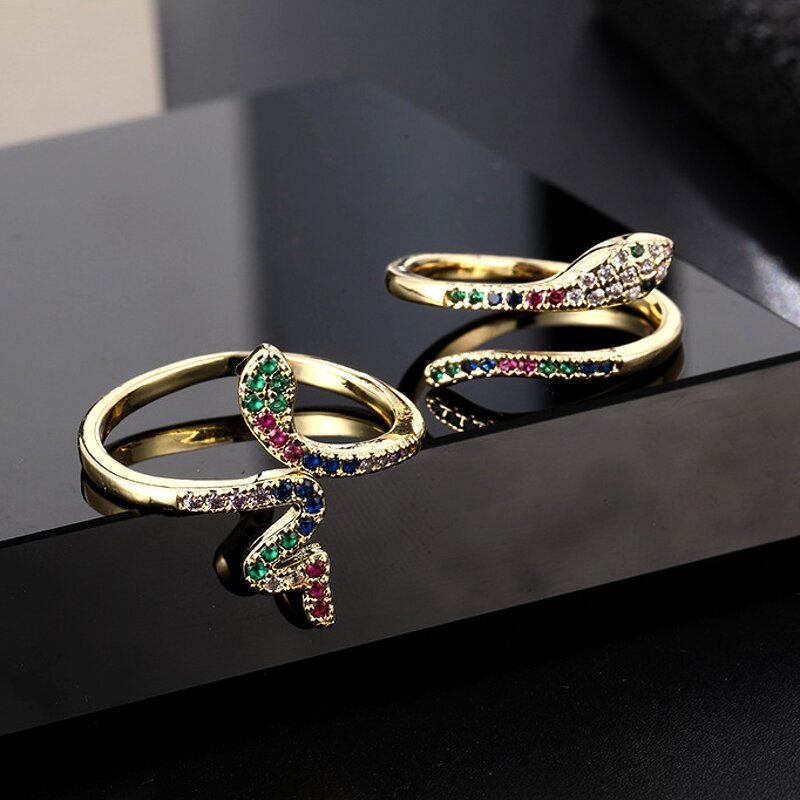 Snake Rings for Women - Manufacturer with Luxury Non Tarnish 18K Gold Plated Zircon Adjustable