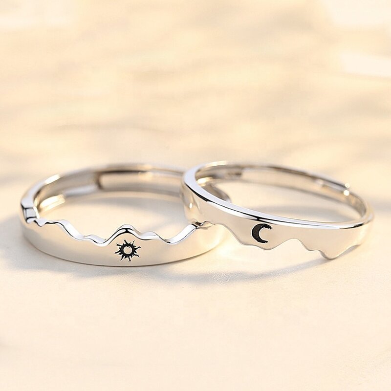 Sun and Moon Couple Rings - Manufacturer with Adjustable for Valentine's Day Gift for Lovers