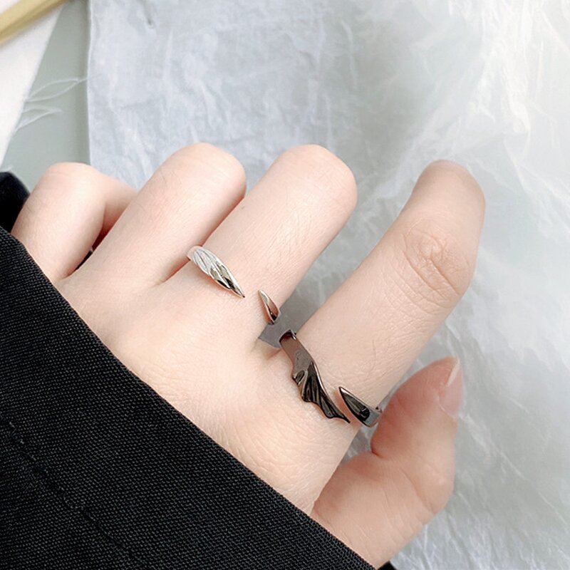 Angel Devil Couple Rings - Manufacturer with Black Gun Silver Plated Adjustable for Valentine's Day Gift for Lovers