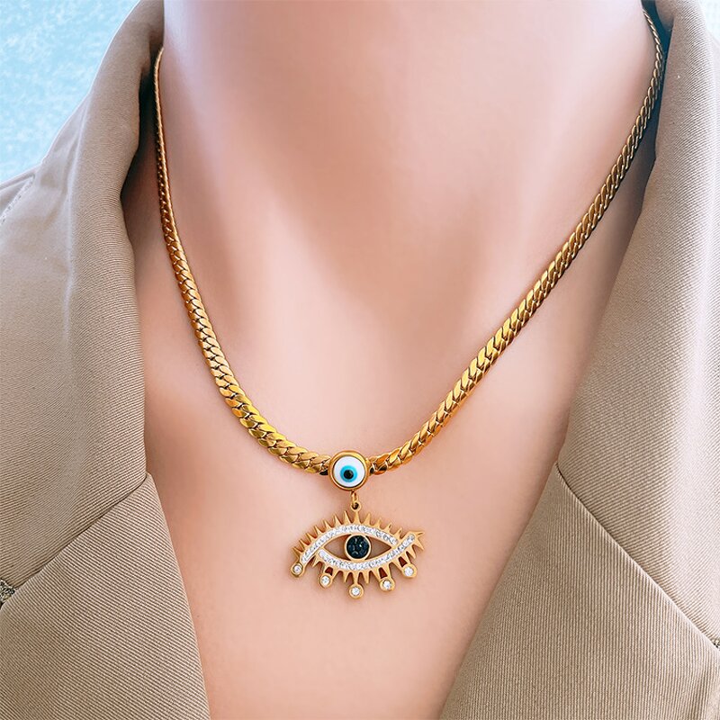 Evil Eye Jewelry Set for Women - Manufacturer with Fashion Non Tarnish 18K Gold Plated Stainless Steel Shell