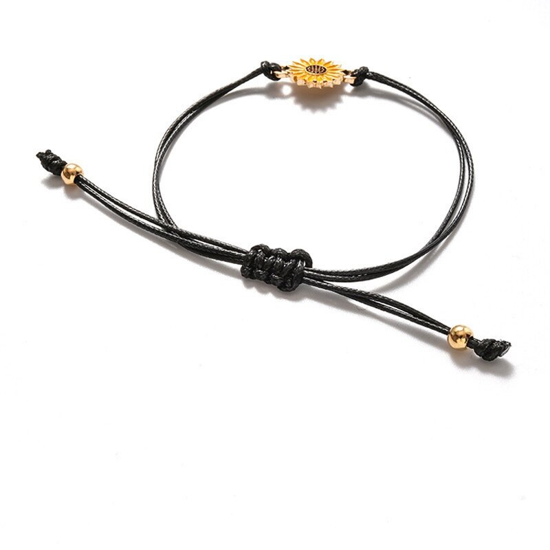 Sunflower Bracelet - Manufacturer with 2pcs/Set for Lovers & Adjustable Braided String for Women
