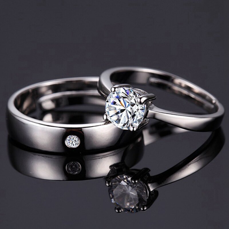 Wedding Bands Rings - Manufacturer with 925 Silver Plated Zircon Crystal for Couple Lovers