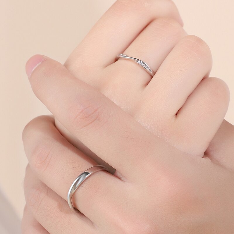 Engagement Wedding Rings - Manufacturer with 925 Silver Plated Open Adjustable Mobius for Men Women