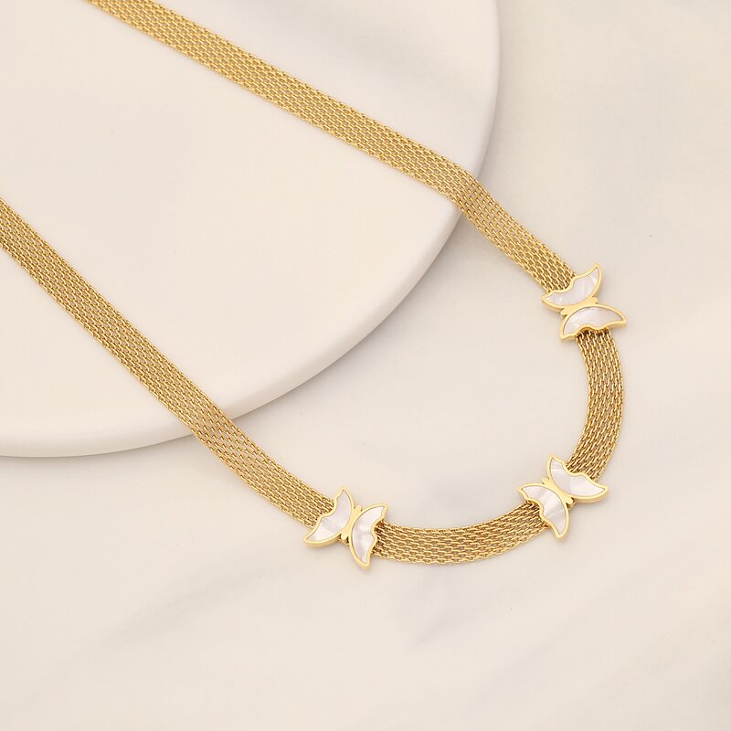 Shell Butterfly Jewelry Set - Manufacturer with Non Tarnish 18K Gold Plated Stainless Steel for Women