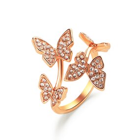 Butterfly Rings for Women Ladies - Manufacturer with Fashion Gold Silver Rose Plated Open Adjustable
