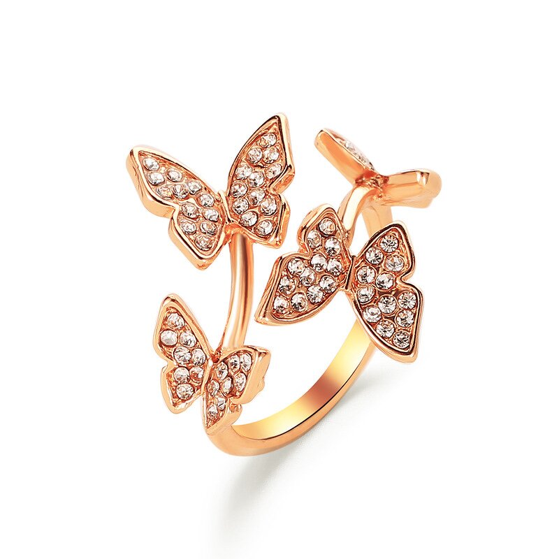 Butterfly Rings for Women Ladies - Manufacturer with Fashion Gold Silver Rose Plated Open Adjustable