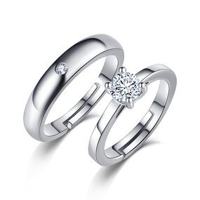 Wedding Bands Rings - Manufacturer with 925 Silver Plated Zircon Crystal for Couple Lovers