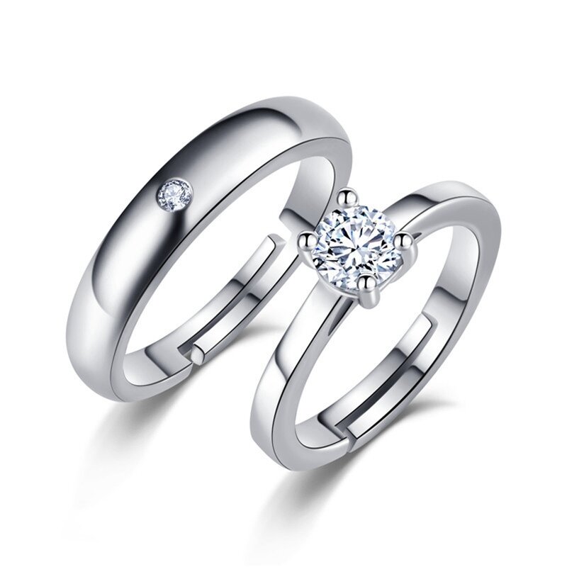 Wedding Bands Rings - Manufacturer with 925 Silver Plated Zircon Crystal for Couple Lovers
