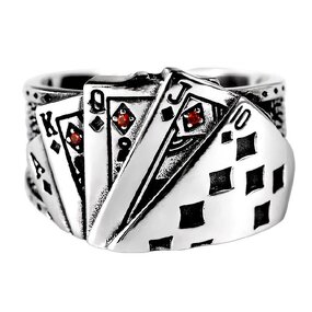 Playing Cards Poker Rings - Manufacturer with Creative Vintage Style Antique Silver Plated Mens Open Adjustable