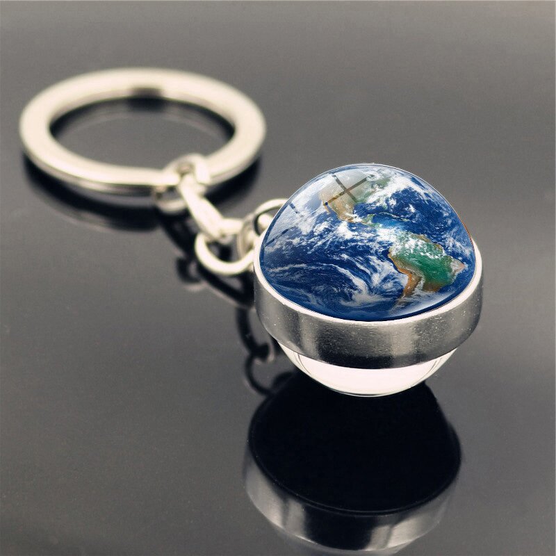 Galaxy Keychain - Manufacturer with Double Side Glass Ball Pendant & Starry Sky Solar System