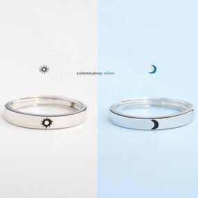 Sun and Moon Couple Rings - Manufacturer with Adjustable for Valentine's Day Gift for Lovers