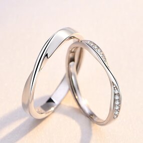Engagement Wedding Rings - Manufacturer with 925 Silver Plated Open Adjustable Mobius for Men Women