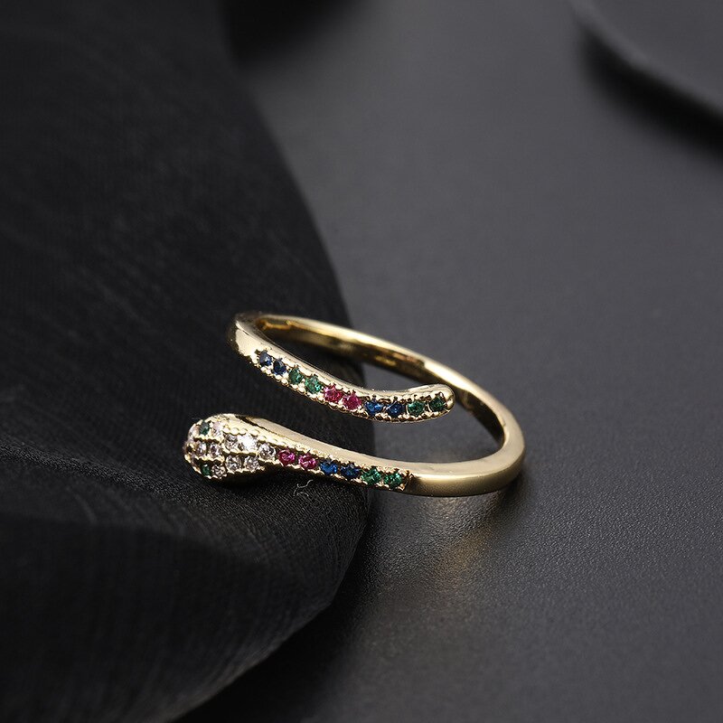 Snake Rings for Women - Manufacturer with Luxury Non Tarnish 18K Gold Plated Zircon Adjustable