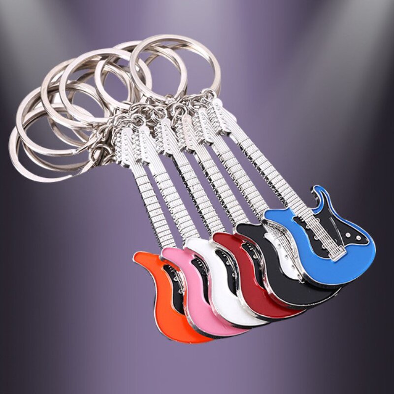 Enamel Mini Metal Guitar Keychain - Manufacturer for Women Men