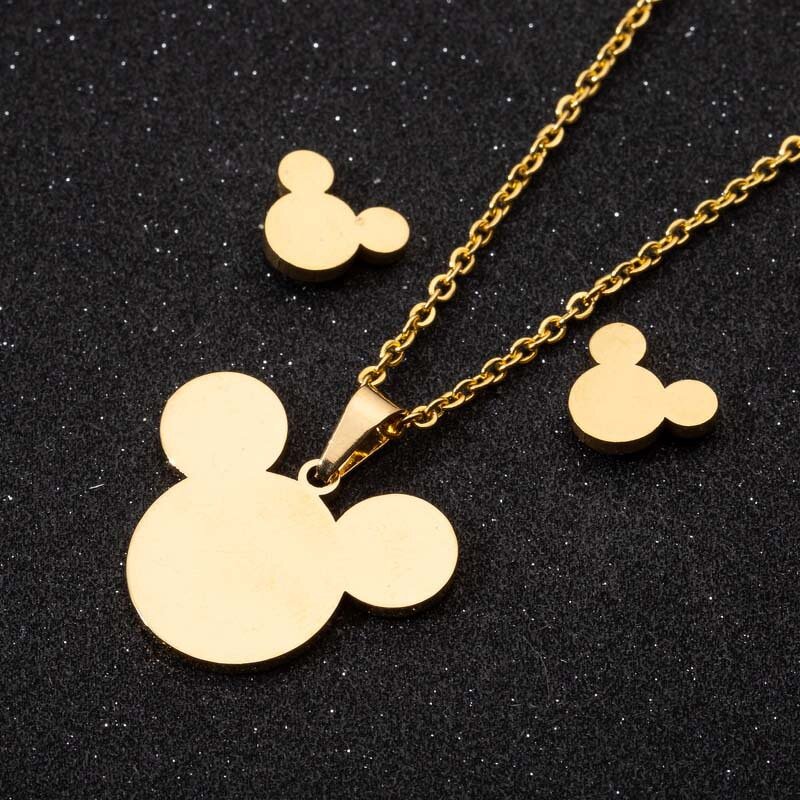 Mickey Minnie Jewelry Set - Manufacturer with Non Tarnish 18K Gold Silver Plated Stainless Steel