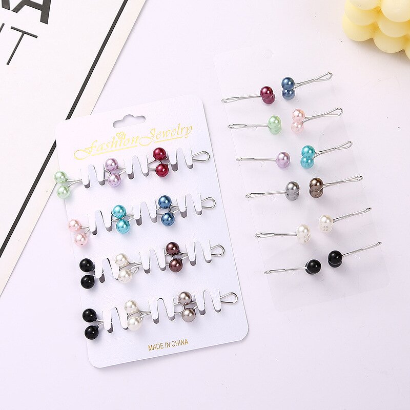 Hijab Scarf Safety Brooch Pins - Manufacturer with 12pcs/pack Custom Cards Colorful Minimalist Round Shape