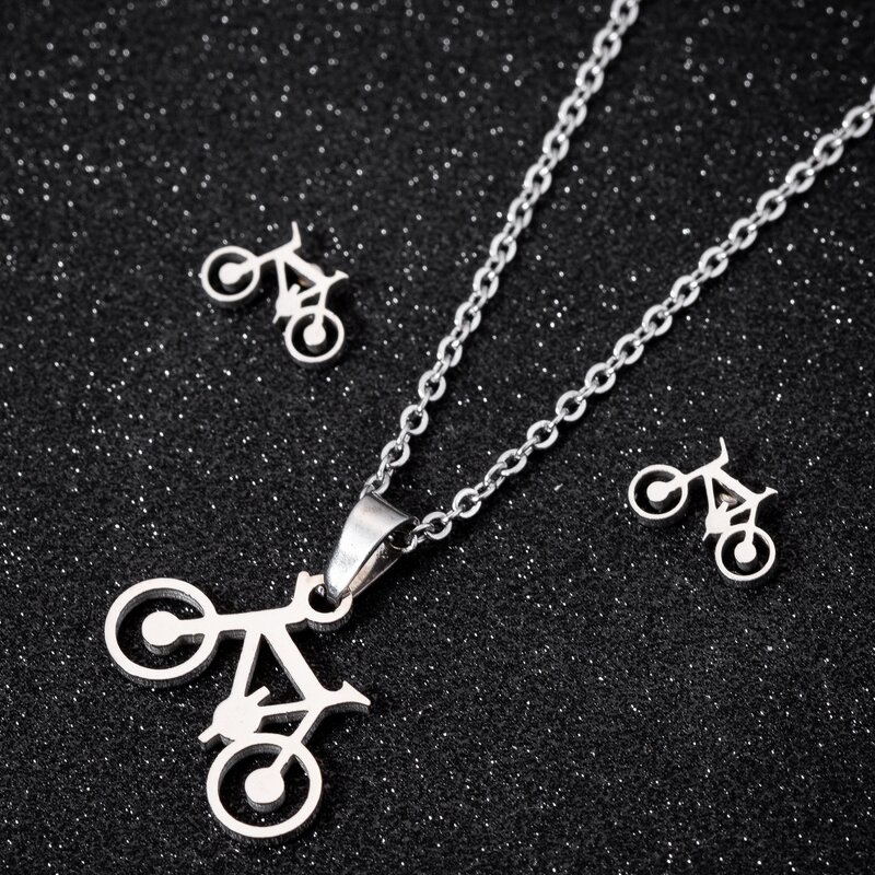 Bicycle Bike Jewelry Set - Manufacturer with 18k Gold Silver Plated Stainless Steel Charm for Women