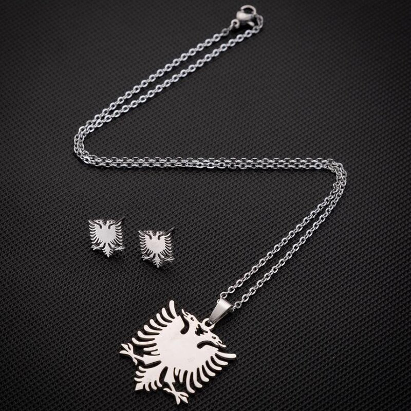 Albanian Eagle Jewelry Set - Manufacturer with Non Tarnish 18K Gold Silver Plated Stainless Steel for Women