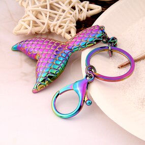 Mermaid Tail Keychain - Manufacturer with Rainbow Metal Shaped Pendant for Bag Accessories for Woman
