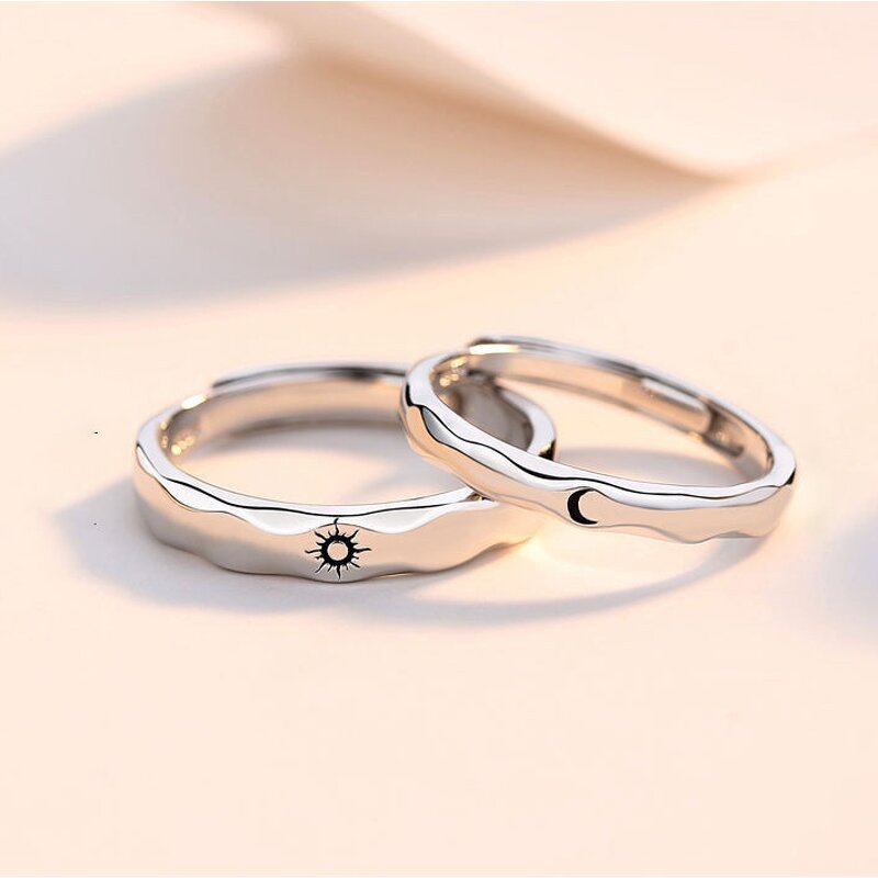 Sun and Moon Couple Rings - Manufacturer with Adjustable for Valentine's Day Gift for Lovers