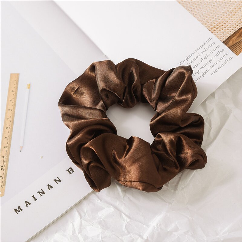 Hair Scrunchies for Women Girls - Manufacturer with Cheap Pure Color Oversized Elastic Silk Satin