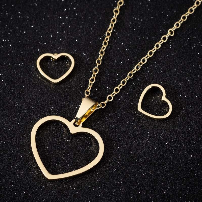 Hollow Out Jewelry Set - Manufacturer with 18K Gold Silver Plated Stainless Steel for Women Ladies