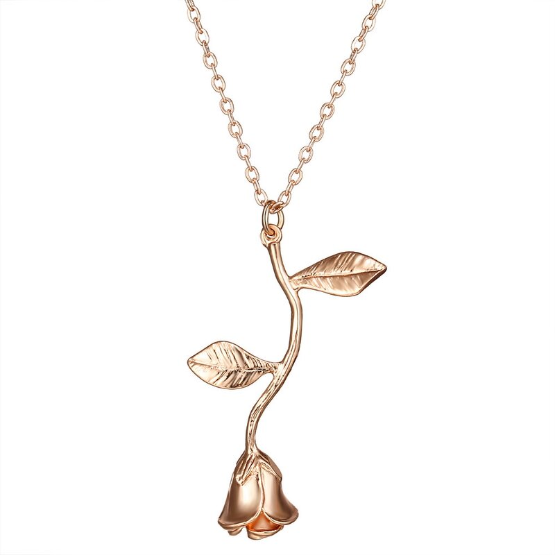 Rose Flower Pendant Necklace - Manufacturer with Gold Silver Plated for Valentine's Day Gift for Women