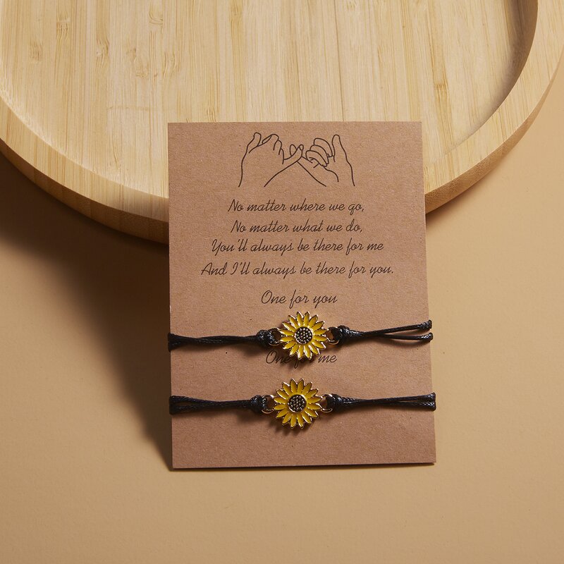 Sunflower Bracelet - Manufacturer with 2pcs/Set for Lovers & Adjustable Braided String for Women
