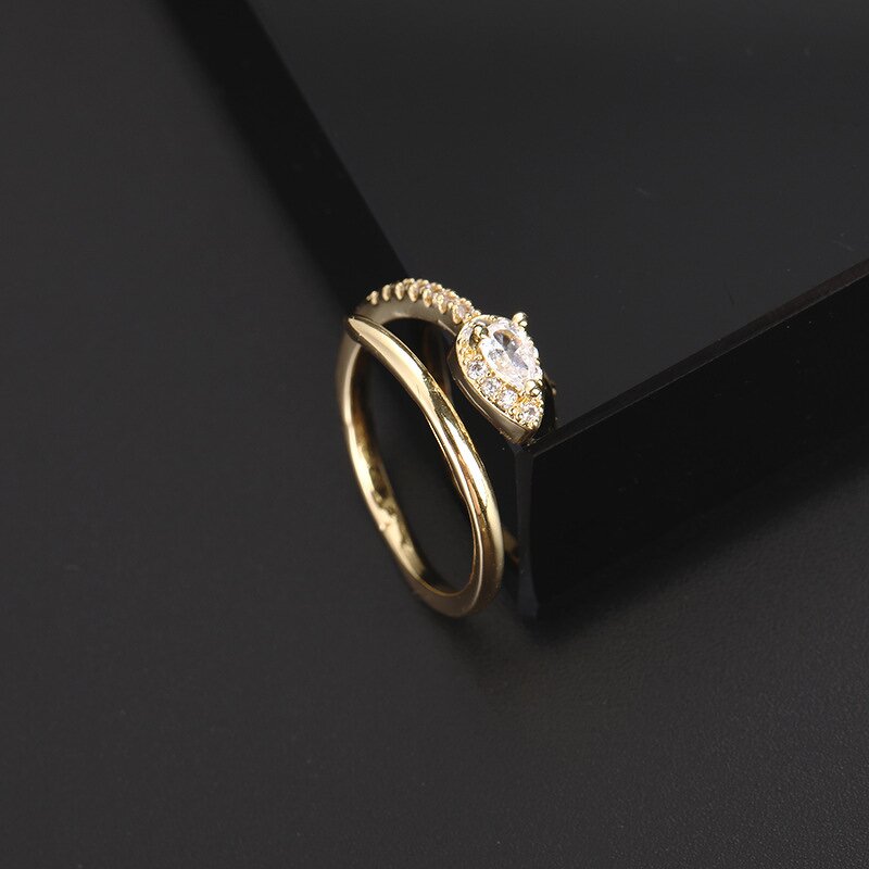 Snake Shape Rings for Women - Manufacturer with Non Tarnish 18K Real Gold Plated Zircon Adjustable