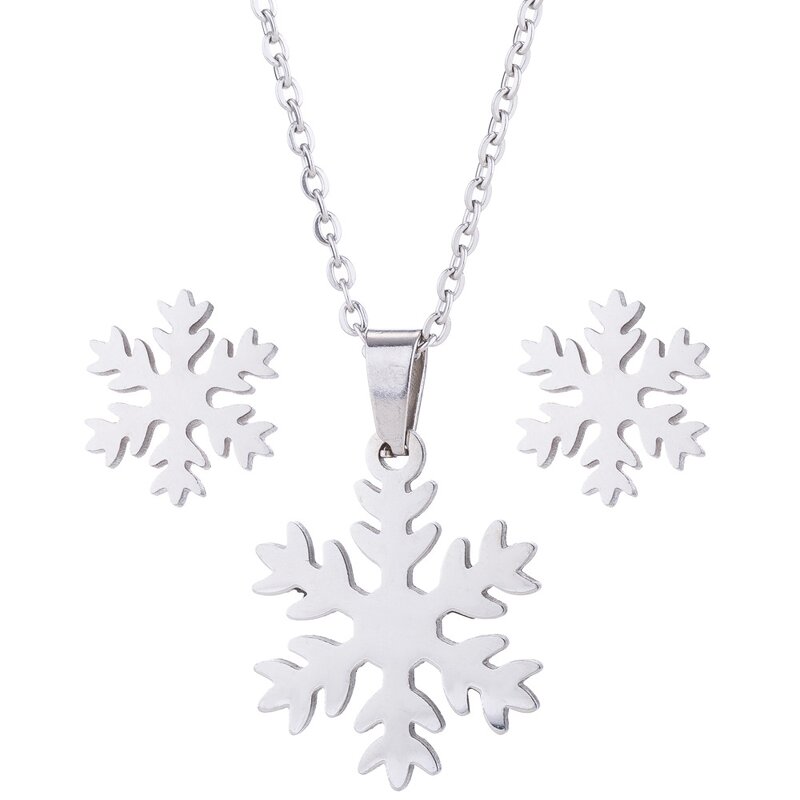 Snowflake Jewelry Set - Manufacturer with 18k Gold Silver Plated Stainless Steel Charm for Women