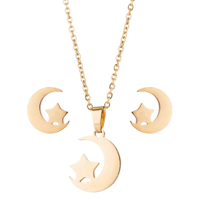 Jewelry Set for Women - Manufacturer with Waterproof 18k Gold Silver Plated & Crescent Moon Star Pendant