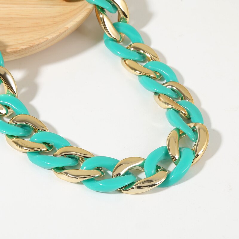 Cuban Chain Necklace - Manufacturer with Hip Hop Exaggerated Chunky & Rainbow Colorful Resin Acrylic Link