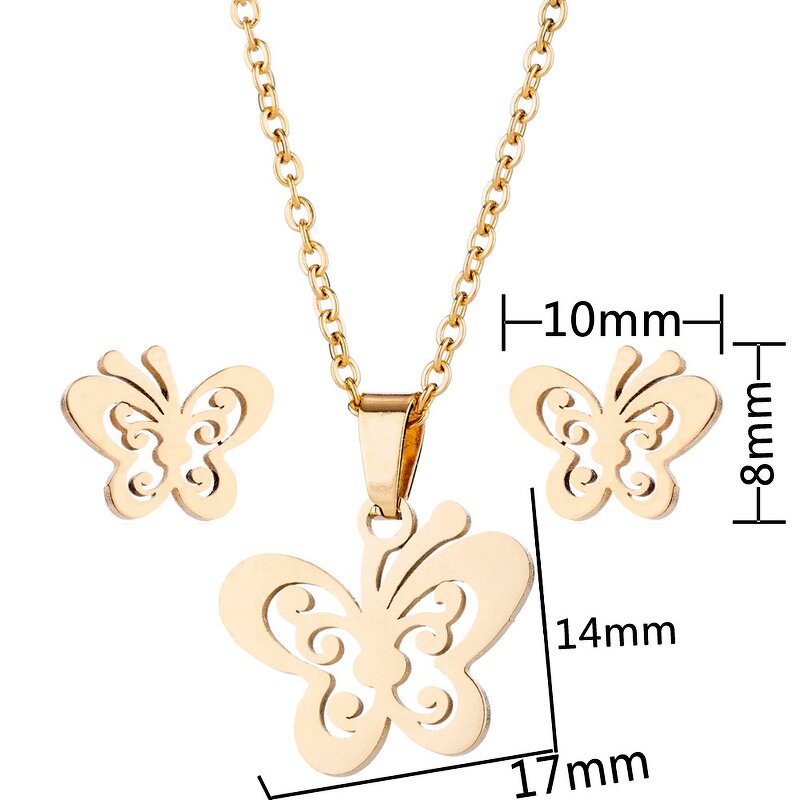 Butterfly Jewelry Set for Women - Manufacturer with PVD Plated Silver 18K Gold Stainless Steel