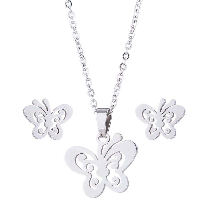 Butterfly Jewelry Set for Women - Manufacturer with PVD Plated Silver 18K Gold Stainless Steel
