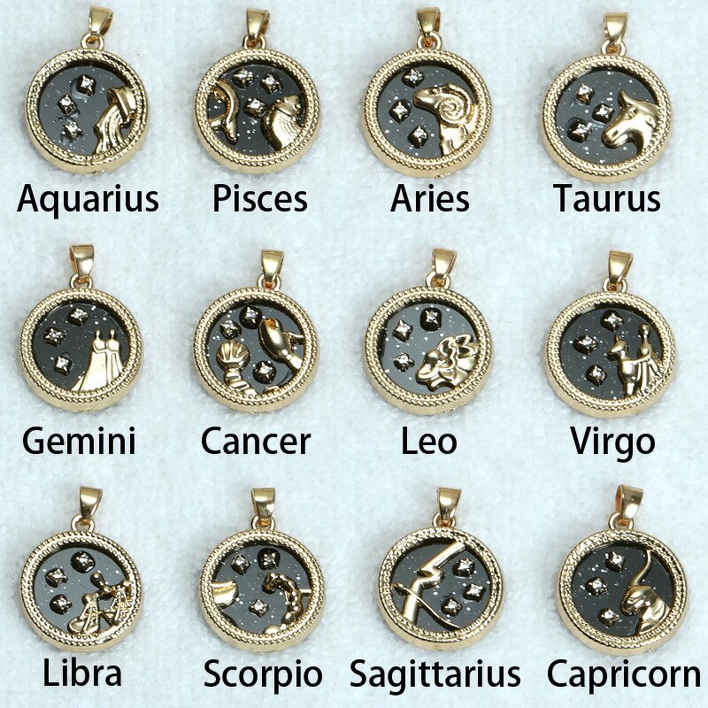 Zodiac Sign Necklace - Manufacturer with Gold Plated Coin Shape