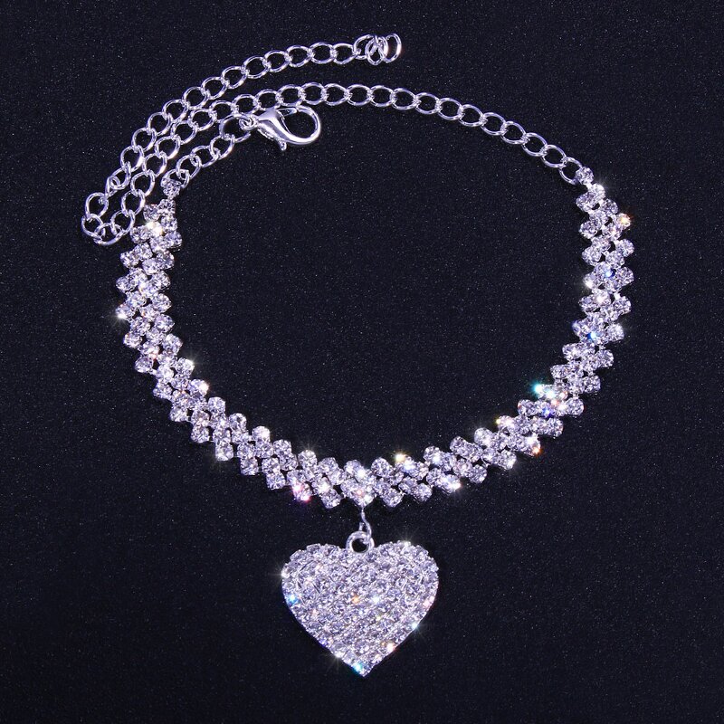 Crystal Foot Jewelry Anklet - Manufacturer with Silver 18K Gold Plated & Full Crystal Diamond Zircon Heart Pendant