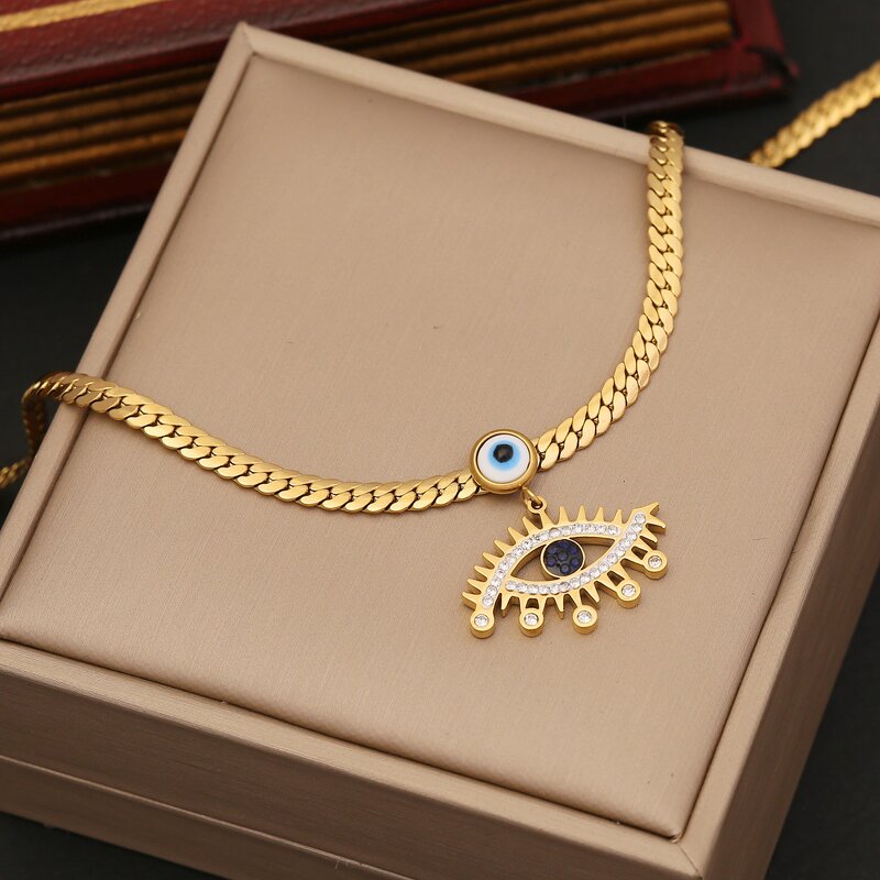 Evil Eye Jewelry Set for Women - Manufacturer with Fashion Non Tarnish 18K Gold Plated Stainless Steel Shell